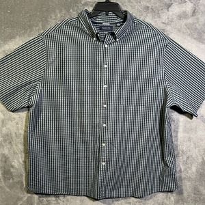 Roundtree & Yorke Easy Care Short Sleeve Big 3X Blue &green Plaid Summer Shirt